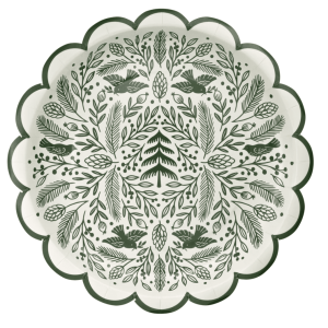 Woodland Scalloped Plate, Green